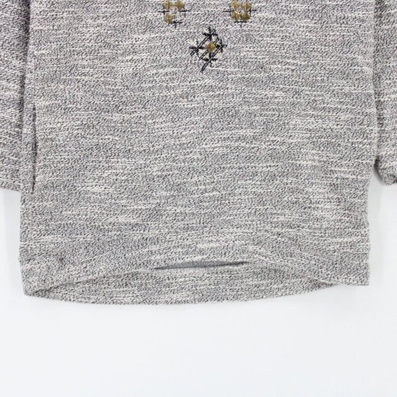 Lucky Lotus Sweater Womens Gray Pullover Knit 3/4 Sleeve Crewneck Size XS - Picture 4 of 9